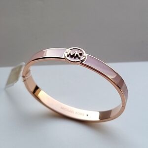 MICHAEL KORS MK Logo Rose Gold Heritage Fulton Bangle Bracelet